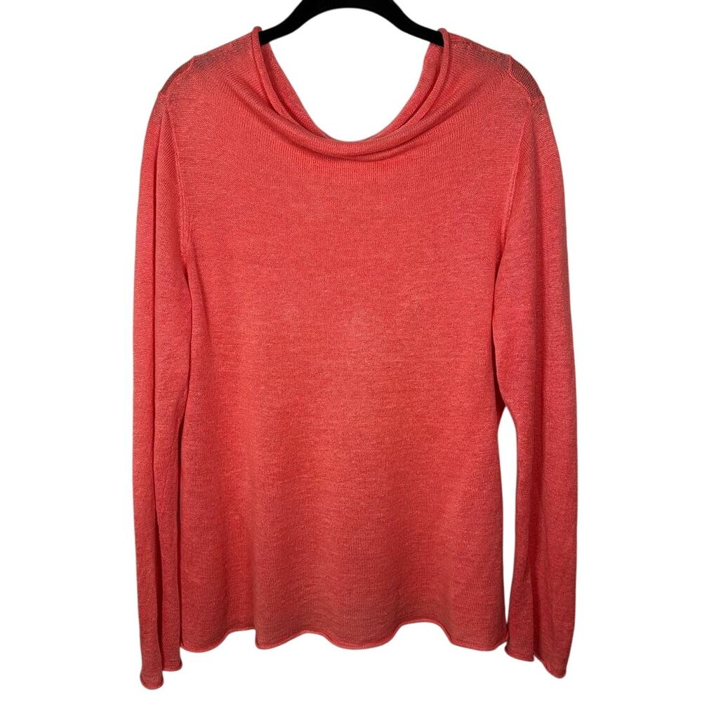 Eileen Fisher Coral Cowl Neck Cotton Blend Knit Sweater Women's Medium